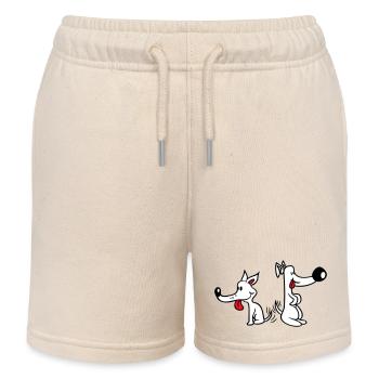 2 chiens gros nez excité mouvement - Short de jogging enfant bio Stanley/Stella - écru doux - Devant