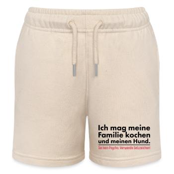 Ich mag meine Familie kochen und meinen Hund - Kinder Organic Joggingshorts Mini Bolter von Stanley/Stella - Natur - Vorne