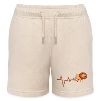 Lion Heartbeat Line Logo - Kids Organic Sweat Shorts by Stanley/Stella - soft Ecru - Front