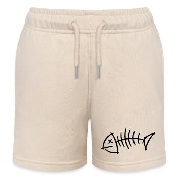 Fischgräte Skizze – minimalistisches Skelett Motiv - Kinder Organic Joggingshorts Mini Bolter von Stanley/Stella - Natur - Vorne