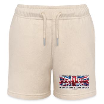 United Kingdom Where My Story Began - Kids Organic Sweat Shorts by Stanley/Stella - soft Ecru - Front
