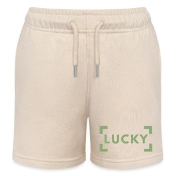Lucky Typography Green Minimalist - Kinder Organic Joggingshorts Mini Bolter von Stanley/Stella - Natur - Vorne