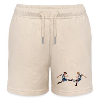 Two Boys Playing Soccer – Sports Team Spirit Art - Kids Organic Sweat Shorts by Stanley/Stella - soft Ecru - Front