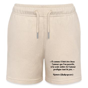 Citation de Roméo (Romeo's Quote) from Shakespeare - Short de jogging enfant bio Stanley/Stella - écru doux - Devant