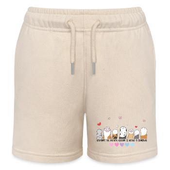 Katzenpfoten heben die Hände hoch - Kinder Organic Joggingshorts Mini Bolter von Stanley/Stella - Natur - Vorne