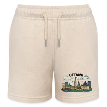 Ottawa City Canada - Kids Organic Sweat Shorts by Stanley/Stella - soft Ecru - Front