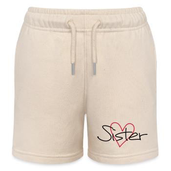 Soeur coeur cadeau soeur coeur - Short de jogging enfant bio Stanley/Stella - écru doux - Devant