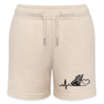 Huhn Hühnerliebe Herzschlag - Kinder Organic Joggingshorts Mini Bolter von Stanley/Stella - Natur - Vorne