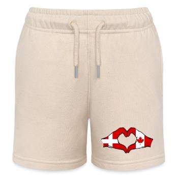 Denmark Canada Heart Shape with Hands - Kids Organic Sweat Shorts by Stanley/Stella - soft Ecru - Front
