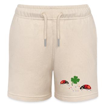 Coccinelle Shamrock chanceux - Short de jogging enfant bio Stanley/Stella - écru doux - Devant