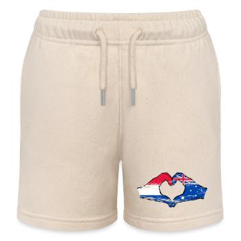 Holland Australien Flagge Herzform used - Kinder Organic Joggingshorts Mini Bolter von Stanley/Stella - Natur - Vorne