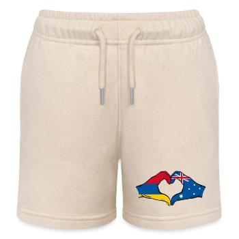 Armenia Australia Flag Hands Heart Shape - Kids Organic Sweat Shorts by Stanley/Stella - soft Ecru - Front