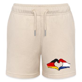 Deutschland Holland Flagge Hände Herzform used - Kinder Organic Joggingshorts Mini Bolter von Stanley/Stella - Natur - Vorne