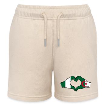Nigeria Algerien Flagge Herzform - Kinder Organic Joggingshorts Mini Bolter von Stanley/Stella - Natur - Vorne