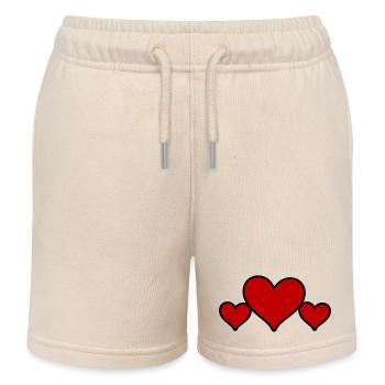 Hearts Symbol Love - Kids Organic Sweat Shorts by Stanley/Stella - soft Ecru - Front