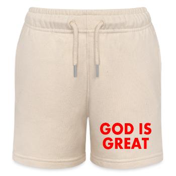 god is great - Kids Organic Sweat Shorts by Stanley/Stella - soft Ecru - Front