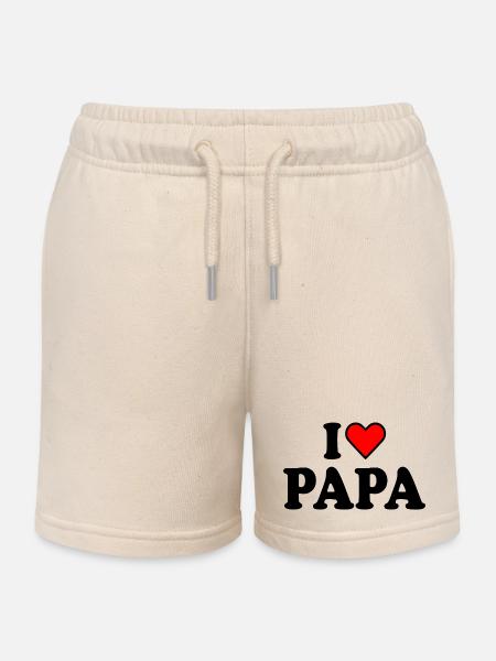 I love papa - Kinder sweatshort biologisch Stanley/Stella - zacht ecru