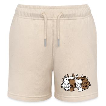 2 Pferde Team Pony Fohlen Pärchen Verliebt Freunde - Kinder Organic Joggingshorts Mini Bolter von Stanley/Stella - Natur - Vorne
