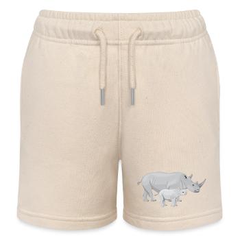 Nashorn mit Baby, Nashörner - Kinder Organic Joggingshorts Mini Bolter von Stanley/Stella - Natur - Vorne