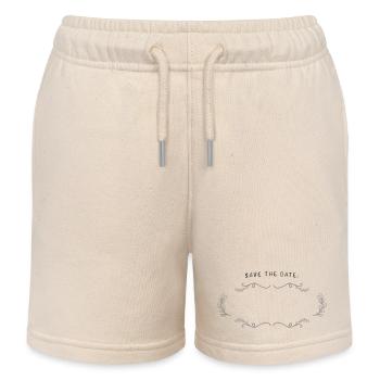 SAVE THE DATE | empty field for labeling - Kids Organic Sweat Shorts by Stanley/Stella - soft Ecru - Front
