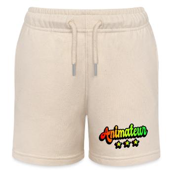 Animateur Regenbogen Design - Kinder Organic Joggingshorts Mini Bolter von Stanley/Stella - Natur - Vorne
