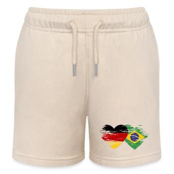 Deutschland Brasilien Flagge used Herz - Kinder Organic Joggingshorts Mini Bolter von Stanley/Stella - Natur - Vorne
