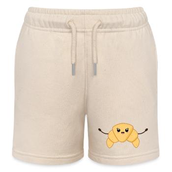 Kawaii French Croissant - Kids Organic Sweat Shorts by Stanley/Stella - soft Ecru - Front