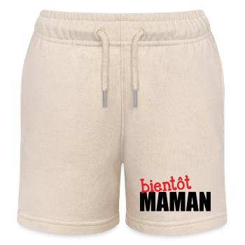 bientôt Maman ! Cadeau de grossesse - Short de jogging enfant bio Stanley/Stella - écru doux - Devant