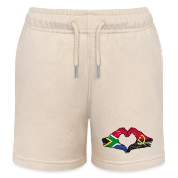 Afrique du Sud Angola drapeau mains forme de coeur utilisé - Short de jogging enfant bio Stanley/Stella - écru doux - Devant