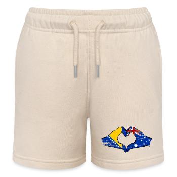 Bosnien Australien Flagge Hände Herzform used - Kinder Organic Joggingshorts Mini Bolter von Stanley/Stella - Natur - Vorne