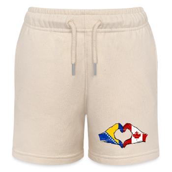 Bosnie Canada drapeau mains forme de coeur utilisé - Short de jogging enfant bio Stanley/Stella - écru doux - Devant