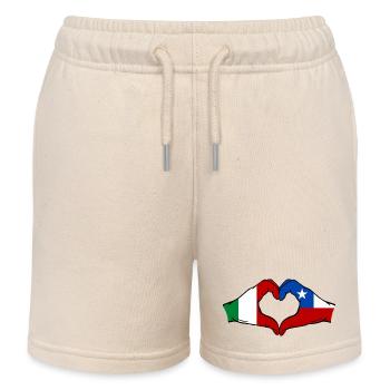 Italien Chile Flagge Hände Herzform - Kinder Organic Joggingshorts Mini Bolter von Stanley/Stella - Natur - Vorne