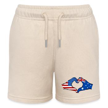 USA Australien Flagge Haende Herzform - Kinder Organic Joggingshorts Mini Bolter von Stanley/Stella - Natur - Vorne