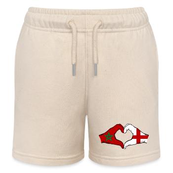 Marokko England Flagge Haende Herzform - Kinder Organic Joggingshorts Mini Bolter von Stanley/Stella - Natur - Vorne