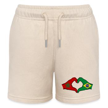 Marokko Brasilien Flagge Haende Herzform - Kinder Organic Joggingshorts Mini Bolter von Stanley/Stella - Natur - Vorne