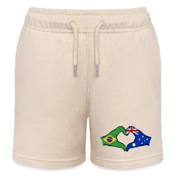 Brazil Australia Hands Heart Shape - Kids Organic Sweat Shorts by Stanley/Stella - soft Ecru - Front