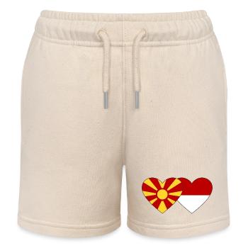Macédoine Indonésie Drapeau Coeur - Short de jogging enfant bio Stanley/Stella - écru doux - Devant