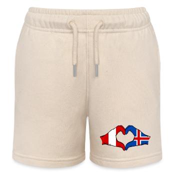 Drapeau de l'île du Pérou, mains en forme de cœur - Short de jogging enfant bio Stanley/Stella - écru doux - Devant