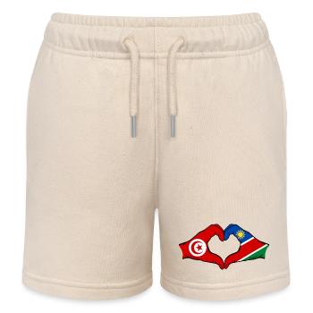 Tunisia Namibia Flag Hands Heart Shape Used - Kids Organic Sweat Shorts by Stanley/Stella - soft Ecru - Front