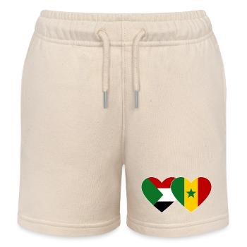 Sudan Senegal Flag Heart - Kids Organic Sweat Shorts by Stanley/Stella - soft Ecru - Front