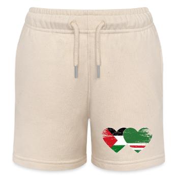 Palestine Chechnya Flag Heart Used - Kids Organic Sweat Shorts by Stanley/Stella - soft Ecru - Front