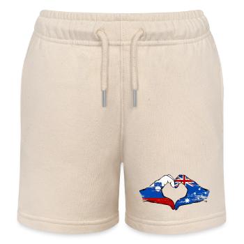 Australia Slovenia flags hands used - Kids Organic Sweat Shorts by Stanley/Stella - soft Ecru - Front