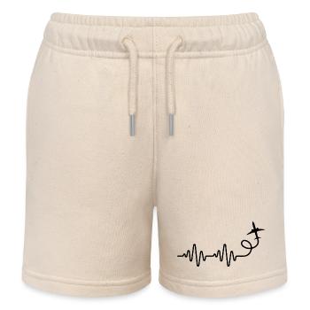 Flugzeug Kunstflug EKG Herzschlag Pilot - Kinder Organic Joggingshorts Mini Bolter von Stanley/Stella - Natur - Vorne