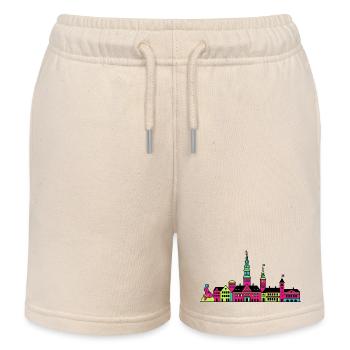 Kopenhagener Stadtsilhouette Meerjungfrauenkunst - Kinder Organic Joggingshorts Mini Bolter von Stanley/Stella - Natur - Vorne