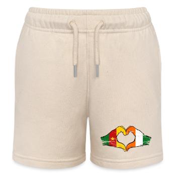 Cœur du drapeau de la Côte d’Ivoire du Cameroun - Short de jogging enfant bio Stanley/Stella - écru doux - Devant