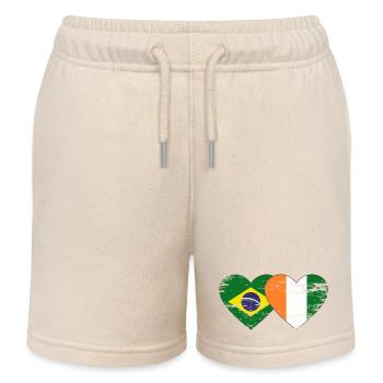 Brasillien_Elfenbeinkueste_Flagge_Herz_used - Kids Organic Sweat Shorts by Stanley/Stella - soft Ecru - Front