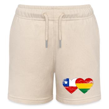 Chile Bolivien Flagge Herz used - Kinder Organic Joggingshorts Mini Bolter von Stanley/Stella - Natur - Vorne