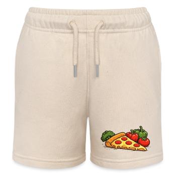 Pizza is my vegetable -Fun fast food design - Kids Organic Sweat Shorts by Stanley/Stella - soft Ecru - Front