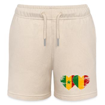 Senegal_Mali_Flagge_Herz_used - Kids Organic Sweat Shorts by Stanley/Stella - soft Ecru - Front