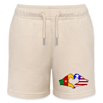 Kamerun_Liberia_Flagge_Haende_Herzform - Kids Organic Sweat Shorts by Stanley/Stella - soft Ecru - Front